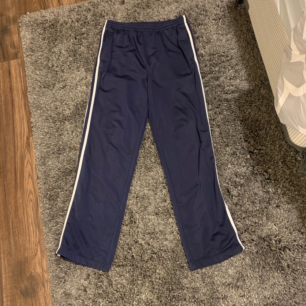 Navy Blue White Striped Sweatpants / Track Pants
